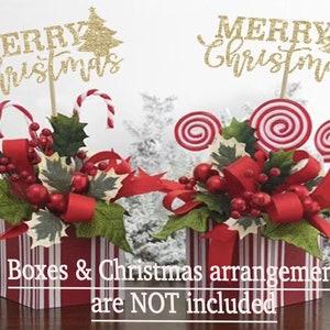 Gold Merry Christmas Centerpiece: Cardstock Party Decor (4x4)