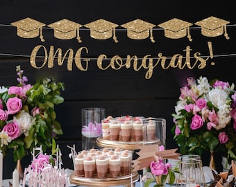 Glitter Congrats Graduation Banner: Class of 2026 Decor