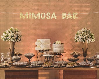 Mimosa bar banner, bridal shower decorations, open bar banner, engagement party decorations, wedding banner, bachelorette party decorations