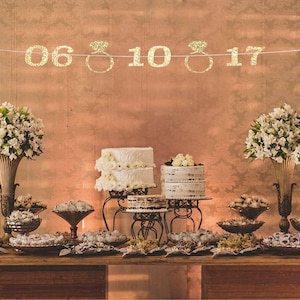 Save the date banner, save the date sign, engagement photo prop, wedding date banner, wedding date sign, engagement banner, gold banner