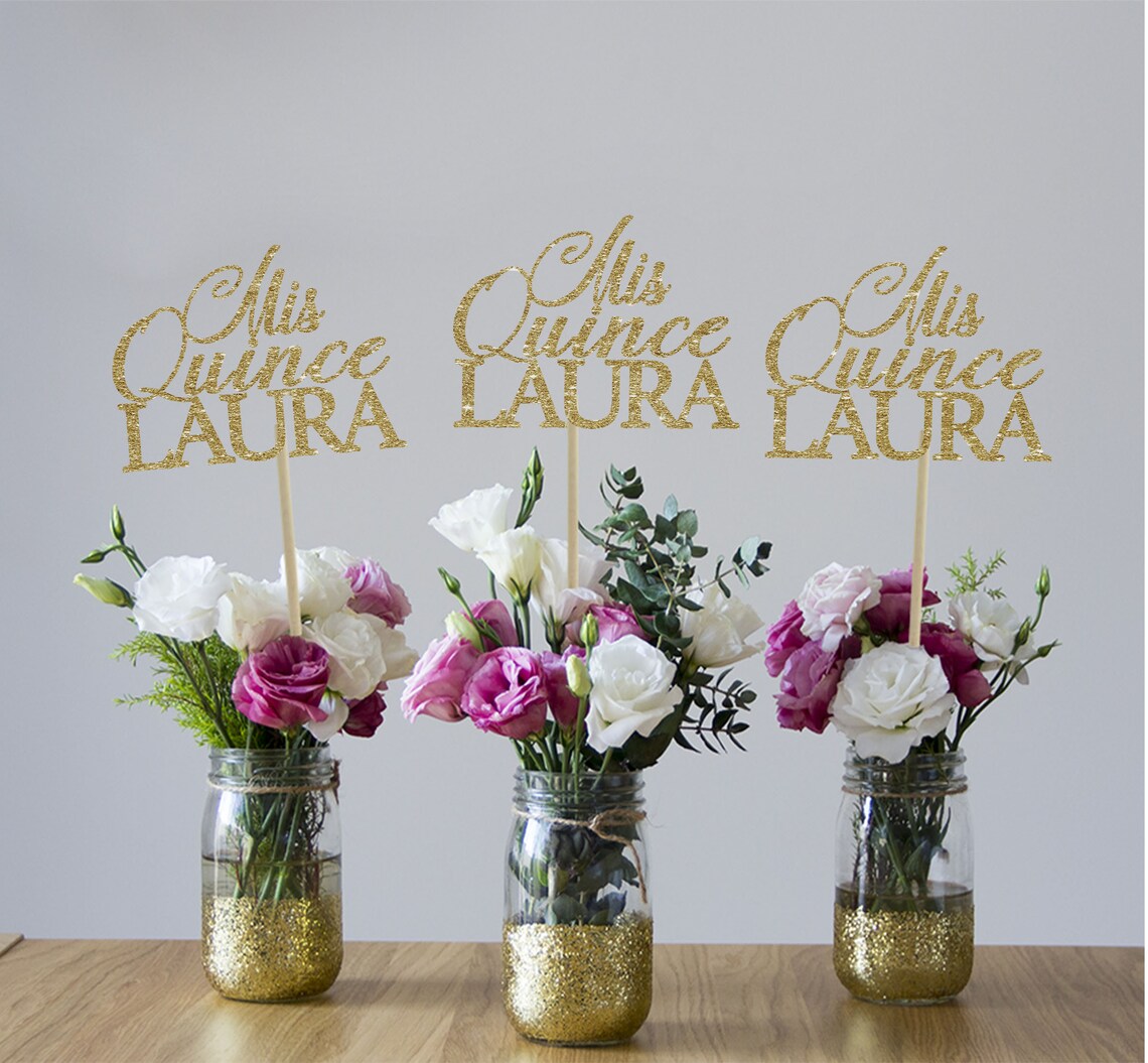 Mis Quince Centerpieces Personalized 15 Centerpiece Etsy