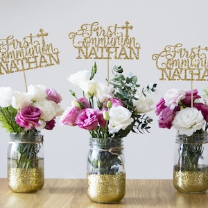 First Communion Centerpiece: God Bless Party Decor