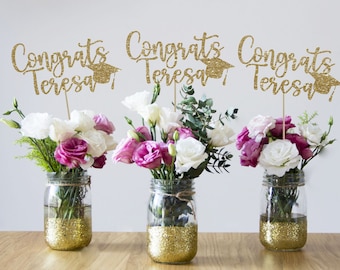 Graduation centerpiece custom centerpiece class of 2025 gold centerpiece graduation party grad decor congrats centerpiece grad party decor