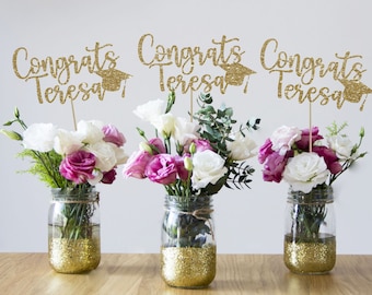 Graduation centerpiece custom centerpiece class of 2022 gold centerpiece graduation party grad decor congrats centerpiece grad party decor