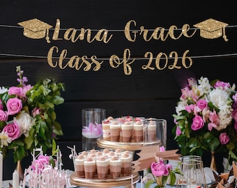 Personalized Class of 2026 Glitter Banner: Graduation Party Decor