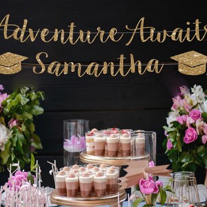 Adventure awaits graduation banner custom banner adventure awaits banner graduation party banner congrats grad graduation decor grad banner