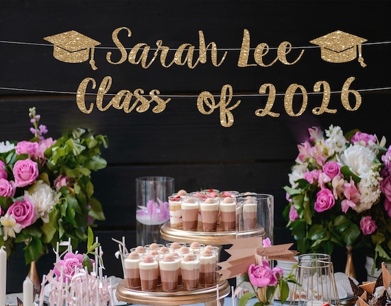Custom Glitter Congrats Banner: Graduation Party Decor