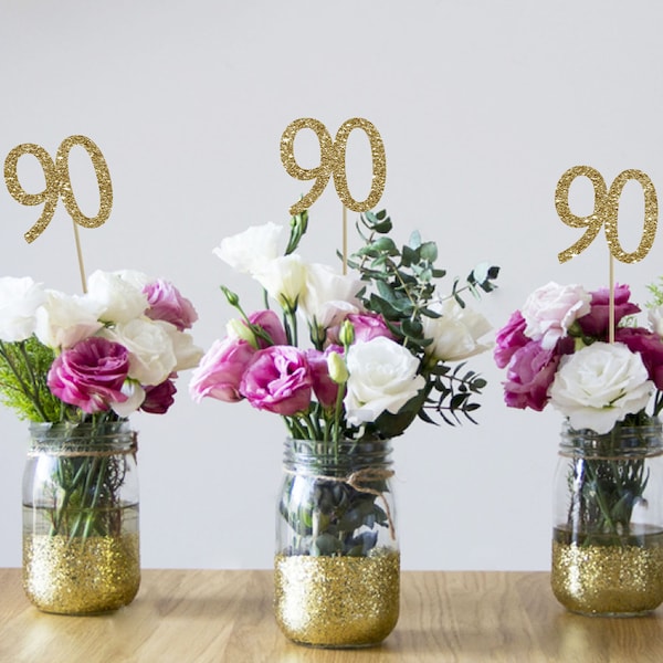 90th birthday centerpieces 90th centerpieces 90th birthday party 90th birthday decor gold 90th birthday party decorations 90th party decor