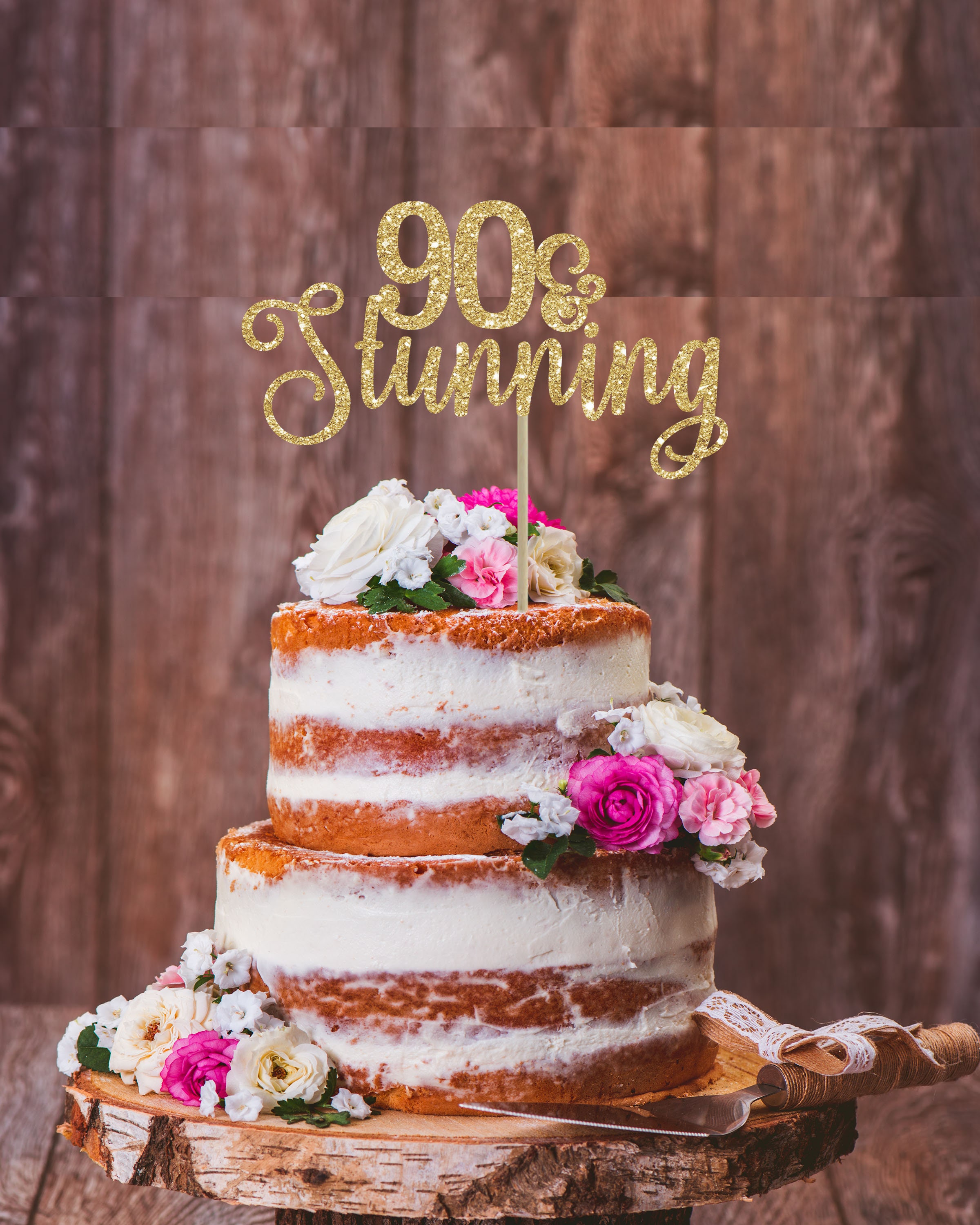 Buy 90 and Stunning Cake Topper 90th Birthday Party Decoration 90 ...