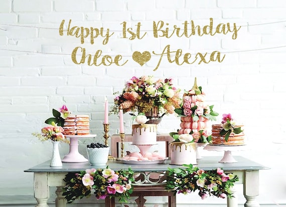 Happy 1st Birthday Banner Custom Banner First Birthday Banner Etsy