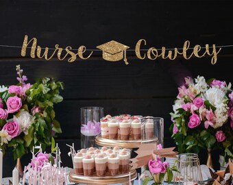 Glitter Nurse Graduation Banner: Personalized Party Decor
