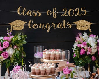 CJCJYA 'Mastered It' 2025 Graduation Banner - Black And Gold Glitter Garland For Graduation Party