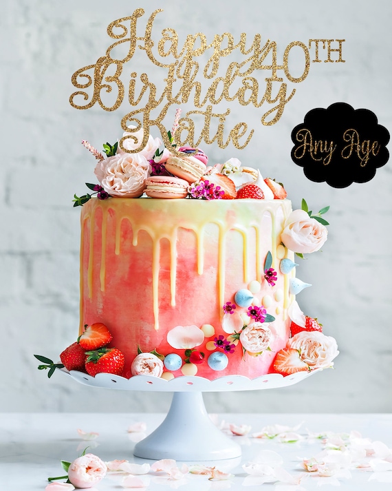 40th Birthday Cake Topper 40th Birthday Decor 40 Cake Topper Happy 40th  Birthday Custom Cake Topper Birthday Decoration Birthday Cake Topper 