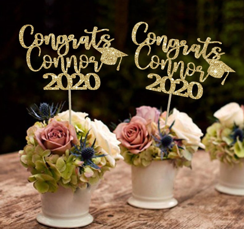 Graduation centerpiece custom centerpiece class of 2020 gold | Etsy