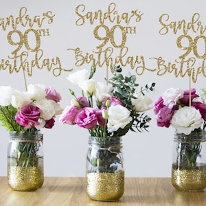 90th birthday centerpieces 90th centerpieces 90th birthday party 90th birthday decor gold 90th birthday party decorations 90th party decor