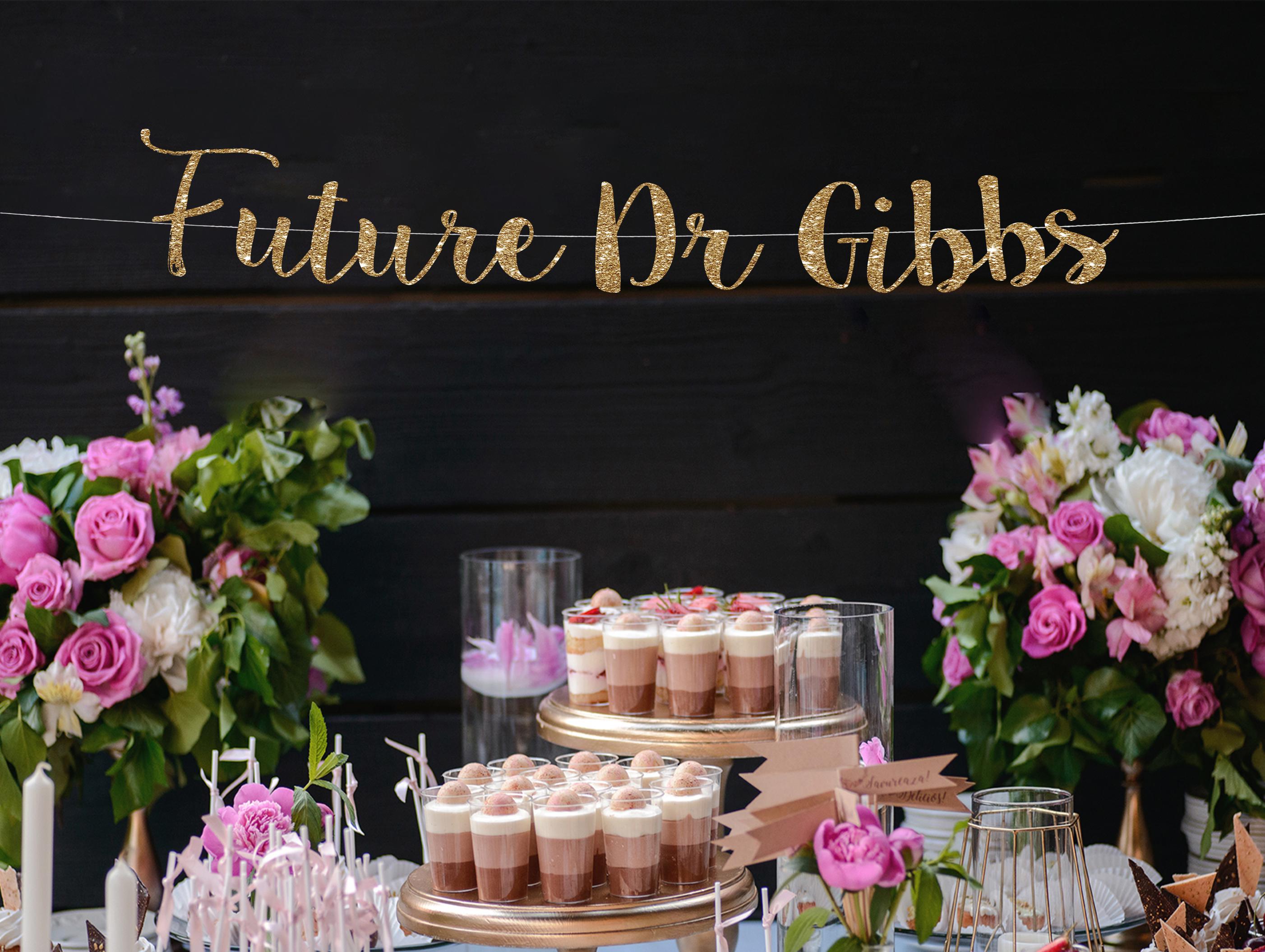 Glitter Future Doctor Banner - Graduation Party Decorations In Black & Gold - View #11