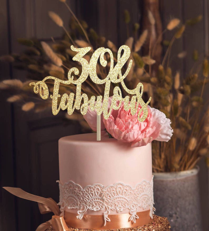 Hecho a mano de madera /"sucia treinta /'Cake Topper-cualquier Color Pastel De Cumpleaños 30