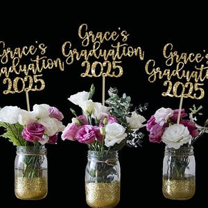 Graduation centerpiece custom centerpiece class of 2025 gold centerpiece graduation party grad decor congrats centerpiece grad party decor