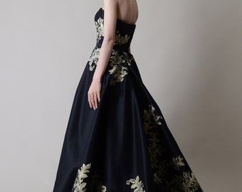 Hand Painted Silk Taffeta Gown Corset 