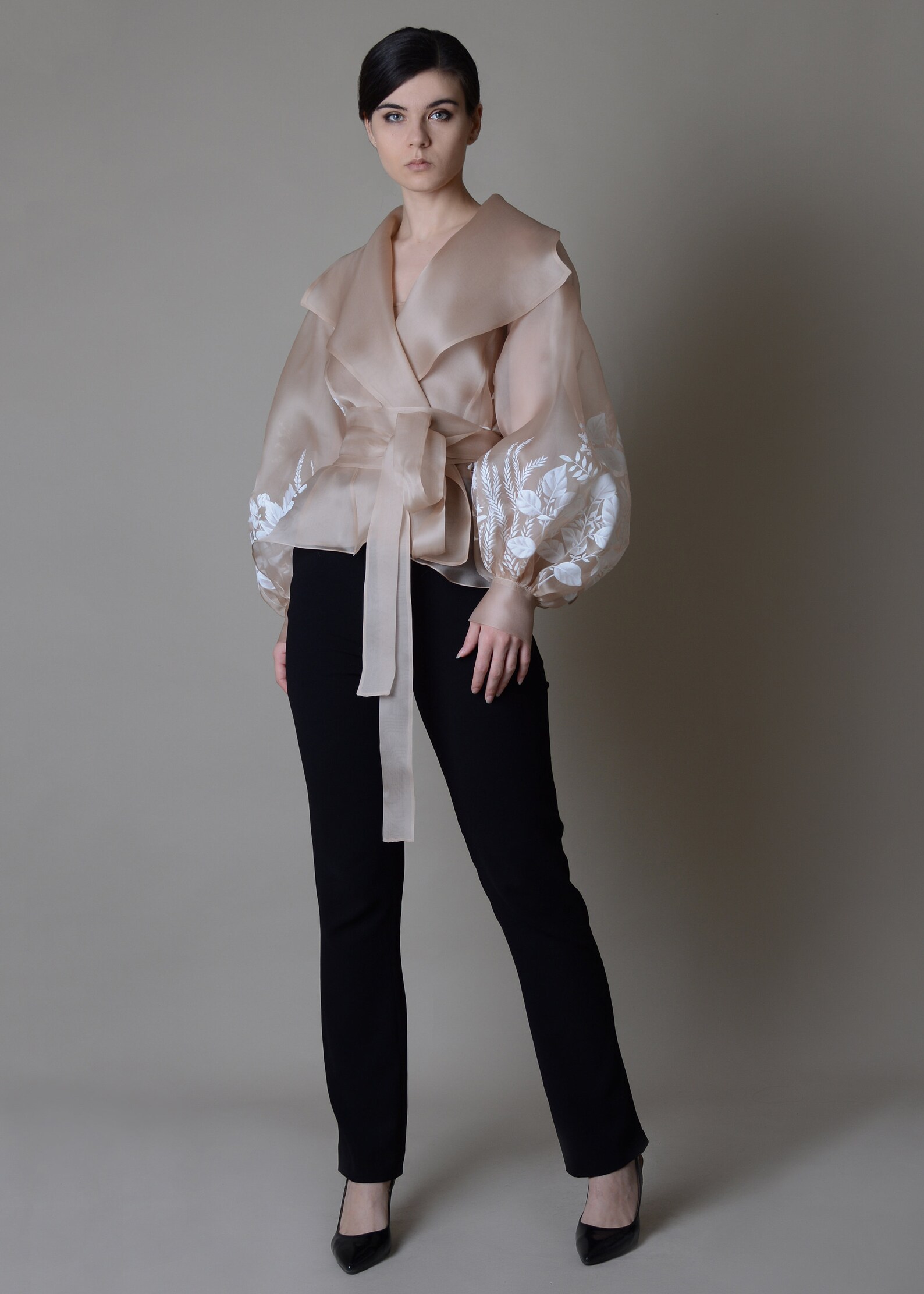 Hand Painted Silk Organza Jacket Elegant Silk Organza Blouse Etsy UK