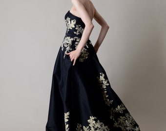 Hand Painted Silk Taffeta Gown Corset 