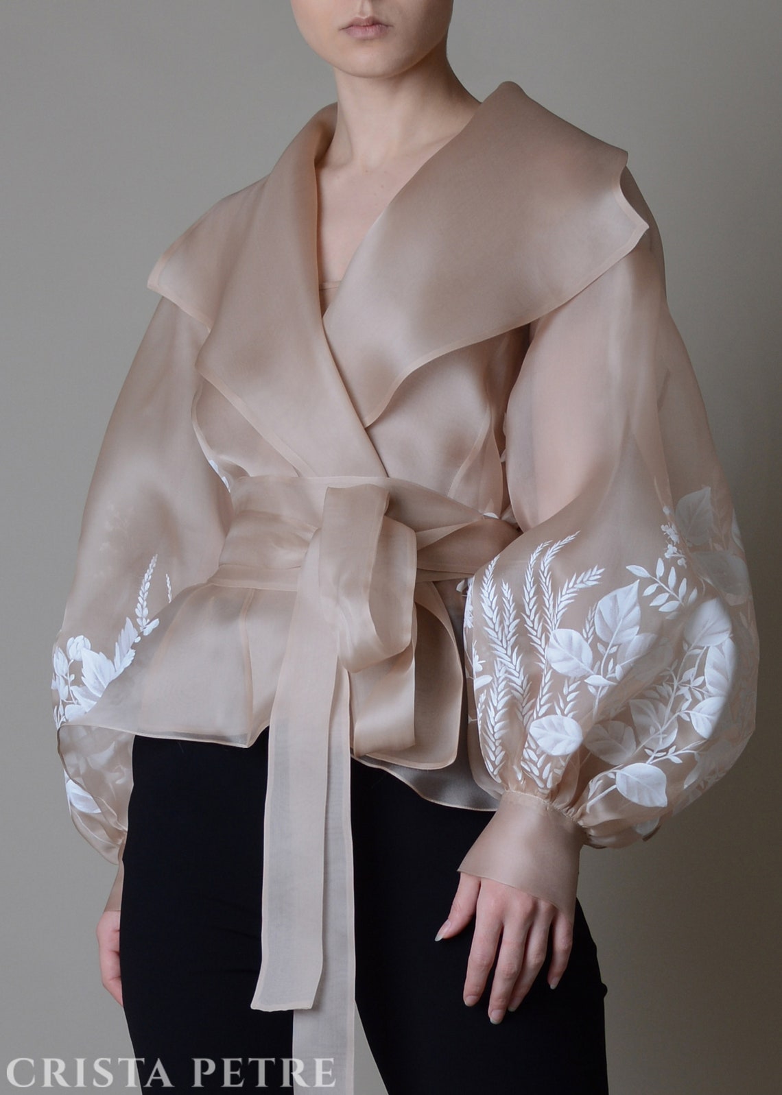 Hand Painted Silk Organza Jacket Elegant Silk Organza Blouse - Etsy UK