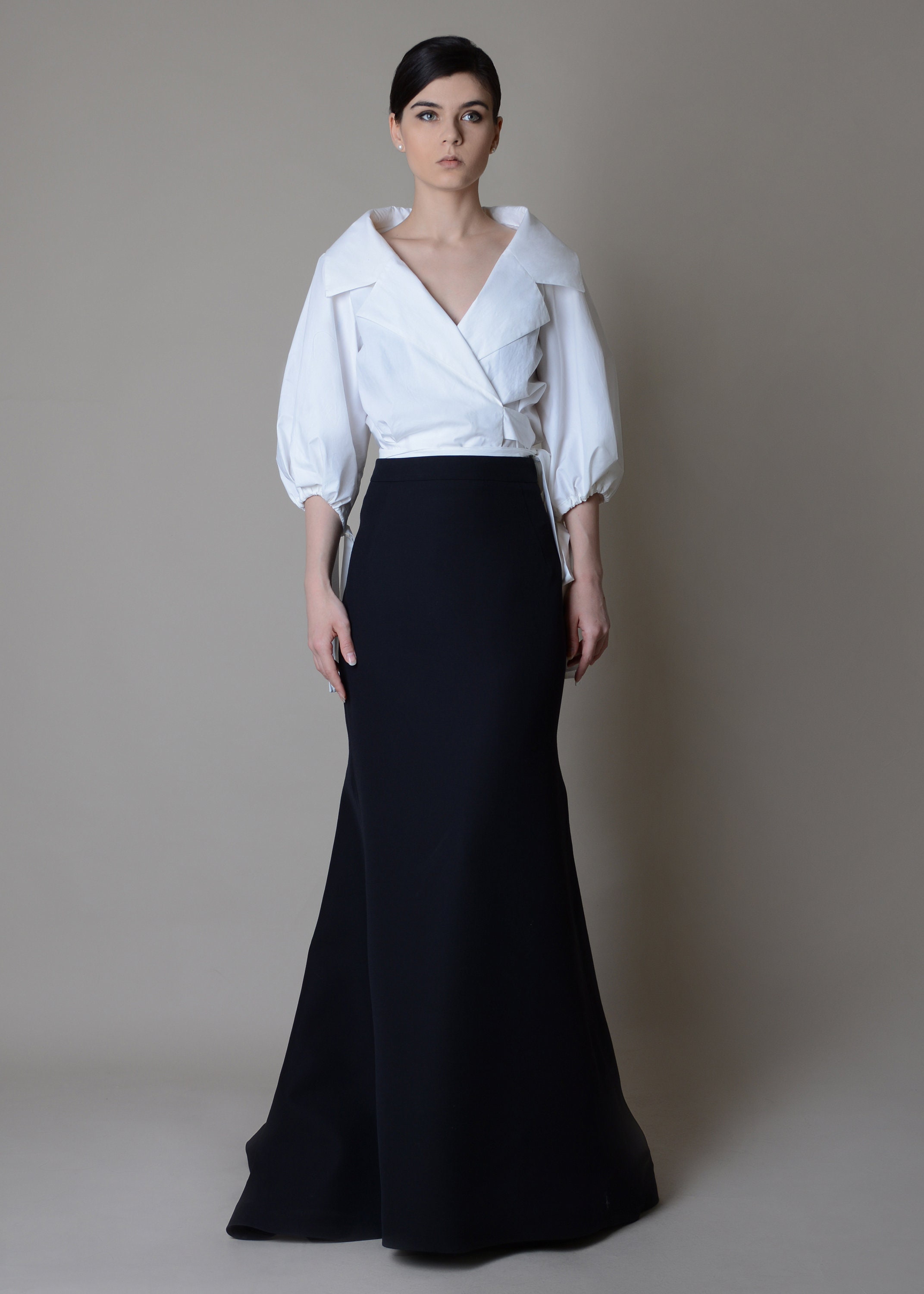 Black Silk Fit & Flare Long Skirt Elegant Skirt | Etsy