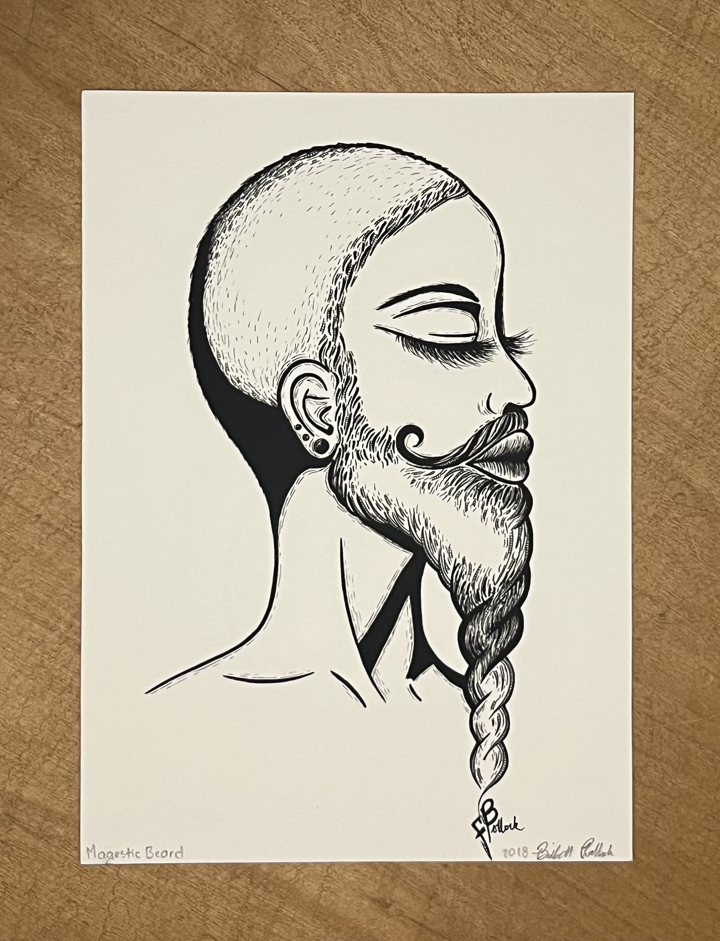 Pen and Ink Print, Pen and Ink Profile, Signed Fine Art Print, Hair ...