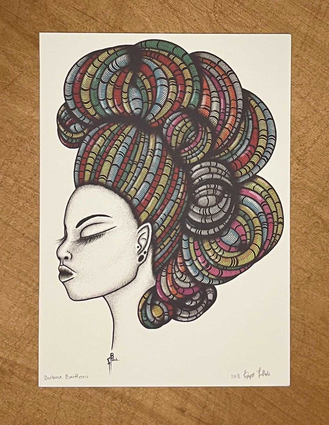 Pen and Ink Print, Pen and Ink Profile, Signed Fine Art Print, Hair ...