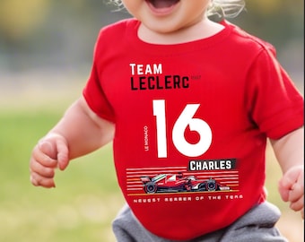 Racing-Inspired Infant Tee – Red Car & Number 16 Motorsport Baby Shirt