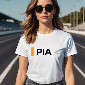 PIA 81 uniseks T-shirt – op racen geïnspireerd minimalistisch fan-T-shirt
