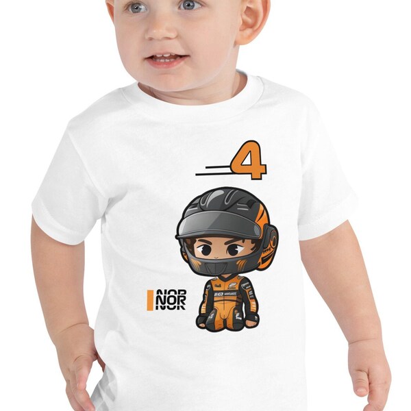 Norris Toddler Unisex Short Sleeve Tee | Norris Tee | McLaren #4 F1 | Formula 1 Gift Norris | #4 Norris Cartoon Driver 2024 Season