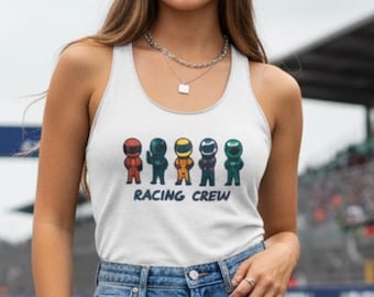 Koszulka bez rękawów z odkrytymi plecami Motorsport: odważna koszulka dla fanów wyścigów