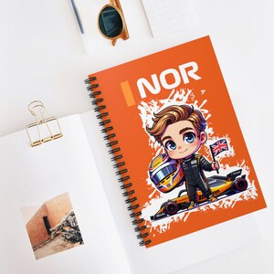 Norris Papaya Racing Notebook – #4 Spiral Journal for Lando Fans