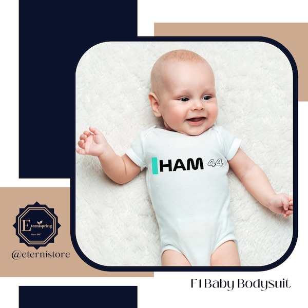 Miami GP Hamilton Unisex Baby Bodysuit, Miami Formula 1 Baby Short sleeve | Hamilton Baby Tee | Mercedes F1 | Formula 1 Gift 2024