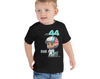 Hamilton Unisex Toddler Short Sleeve Tee, Miami Formula 1 Tee | Hamilton Toddler Tee | F1 CHIBI Drivers | Mercedes F1 | Formula 1 Gift 2024