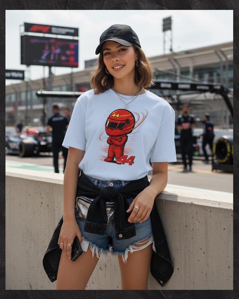 Hamilton Fan Tee: Motorsport Racing Shirt #44 Light Blue