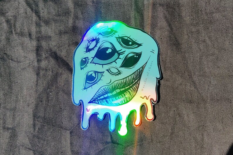 Holographic Demon Eye Sticker Etsy