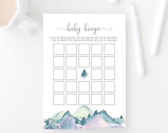 Mountain Baby Shower Bingo Game: Printable Cards (Editable, SPM)