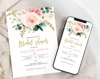 Boho Wildflower Bridal Shower Invitation: Editable Template (Digital Download, SPB)