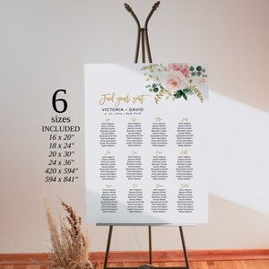 Blush Wedding Seating Chart Template, Wedding Seating Chart Board, Printable Wedding Seating Chart Sign, Table Seating Chart, Templett, SPB