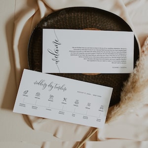 Elegant Wedding Day Timeline Card Template Modern Minimalist Wedding Itinerary Editable Order of Events Wedding Schedule Wedding Icons, SPC
