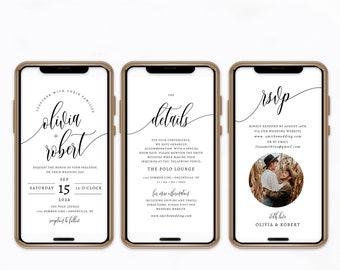 Electronic Wedding Invitation, Text Invitation, Editable Template, Digital Download, Templett, SPC