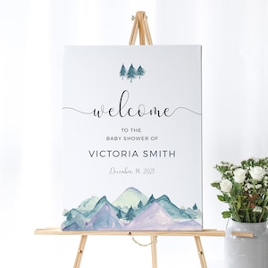 Mountain Wedding Welcome Sign, Wedding Welcome Poster, Printable Welcome Sign, Welcome sign, Winter Welcome Sign, Templett, SPM