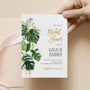 Tropical Bridal Shower Invitation, Summer Wedding Shower, Instant Download, Editable, Templett, SPP