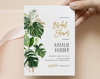 Invitación de despedida de soltera tropical, ducha de boda de verano, descarga instantánea, editable, Templett, SPP