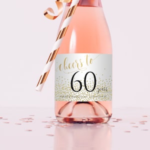 Custom Birthday Mini Champagne Label: Any Age, DIY Template (Instant Download)