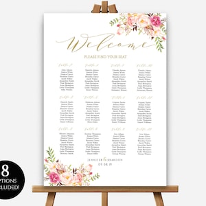 8 Sizes Wedding Seating Chart Template Editable Wedding Table Seating Chart Poster PDF Instant Download Find Your Seat Seating Chart Board