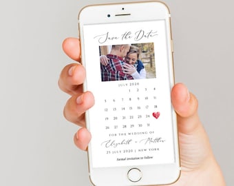 Photo Save the Date Electronic Invitation Template, Minimalist Wedding Date Announcement, Instant Download, SPOM