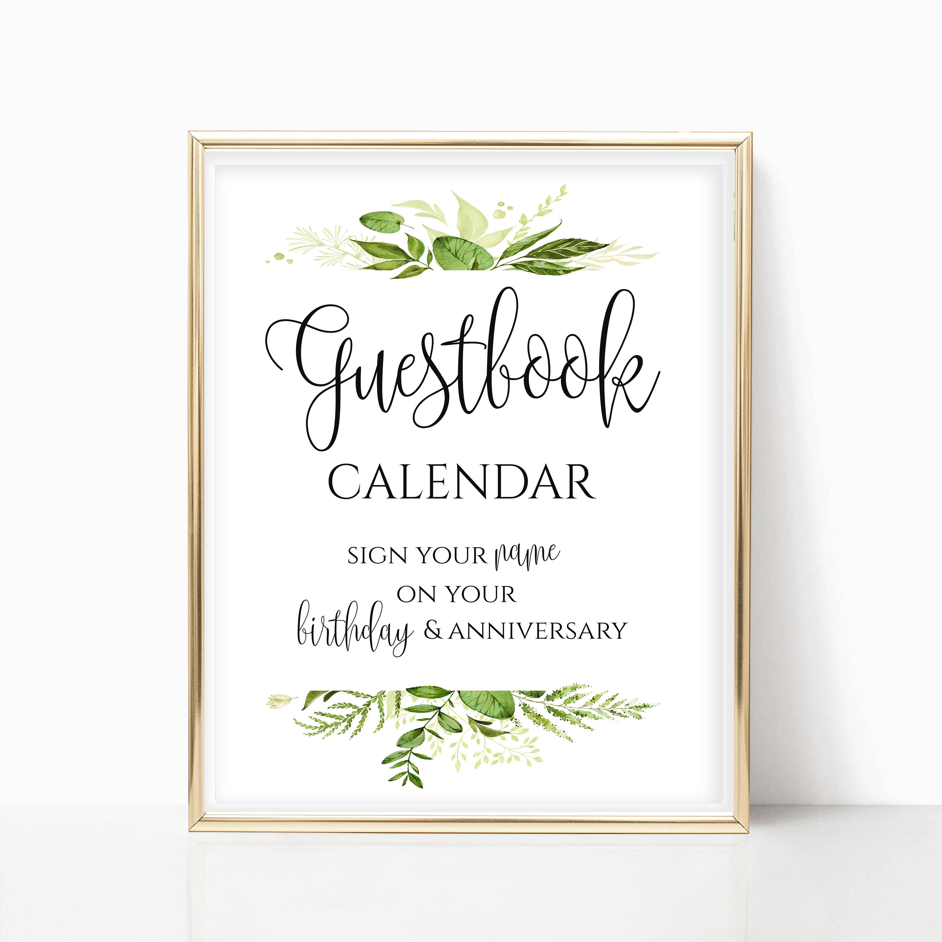 Printable Guest Book Calendar Sign Guest Book Alternative Etsy